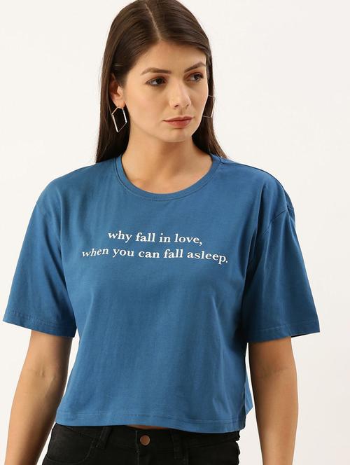blue cotton crop tshirt - 20721331 - Very Small Image - 1
