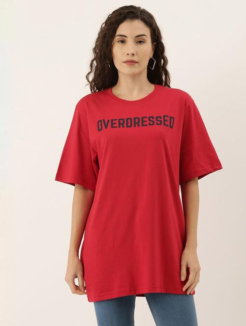 women red round neck t-shirt - 20721377 - Very Small Image - 1