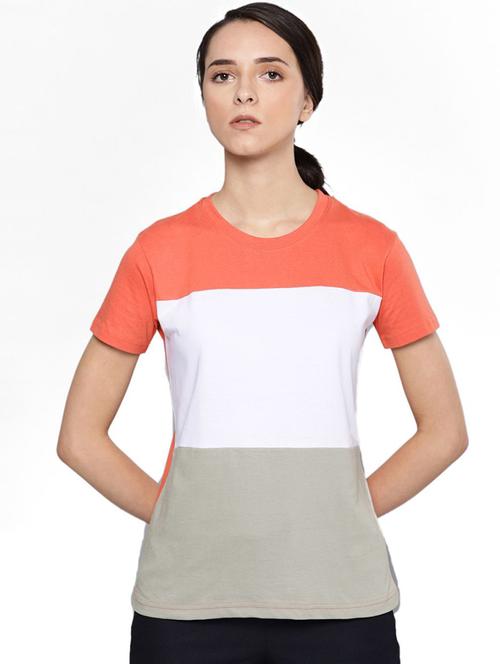 multi colored color block round neck t-shirt - 20721421 - Very Small Image - 1