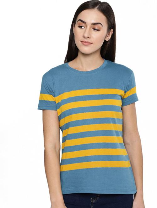 blue striped round neck t-shirt - 20721440 - Very Small Image - 1