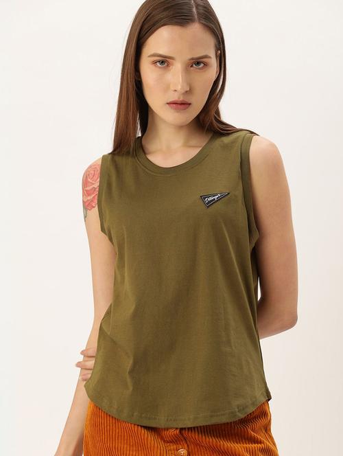 olive logo print round neck t-shirt - 20721481 - Very Small Image - 1