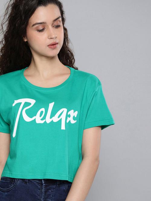 turquoise logo print round neck t-shirt - 20721486 - Very Small Image - 1