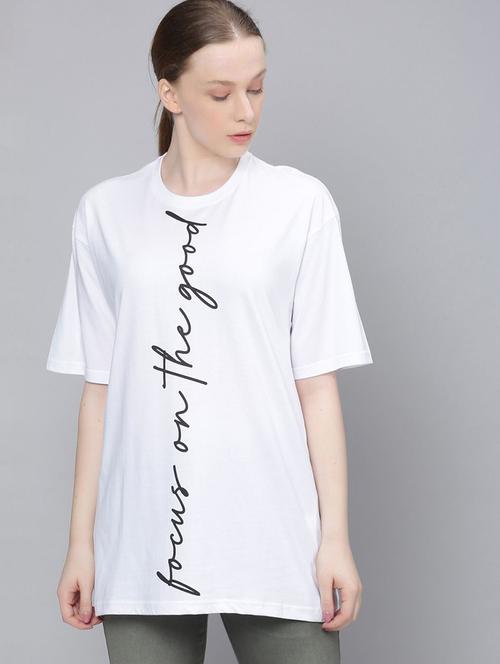 women round neck front print t-shirt - 20721525 - Very Small Image - 1