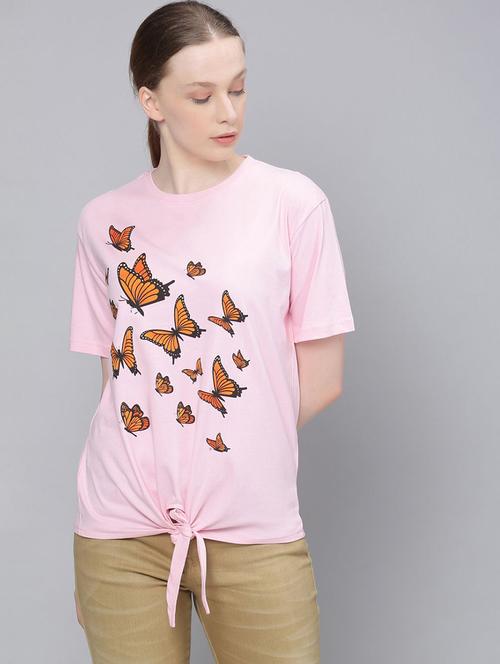 women pink graphic round neck regular t-shirt - 20721537 - Very Small Image - 1