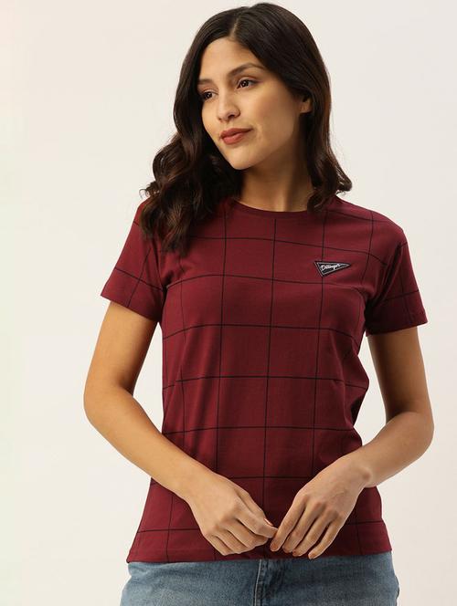 women maroon round neck t-shirt - 20721559 - Very Small Image - 1