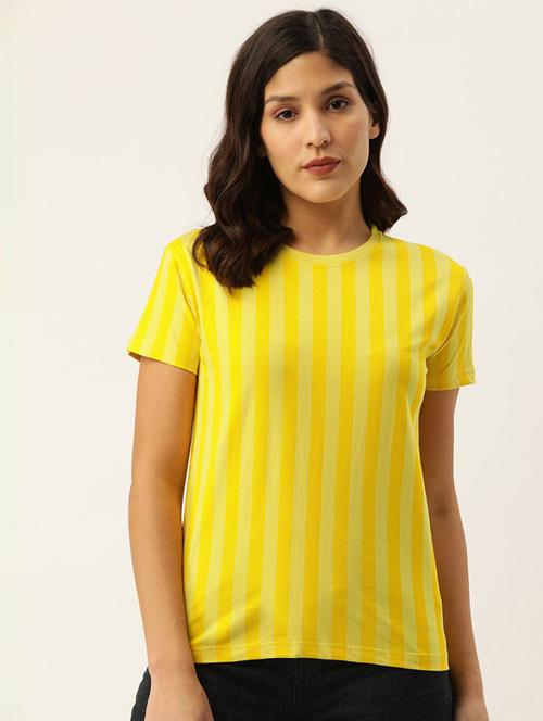 yellow striped round neck t-shirt - 20721561 - Very Small Image - 1