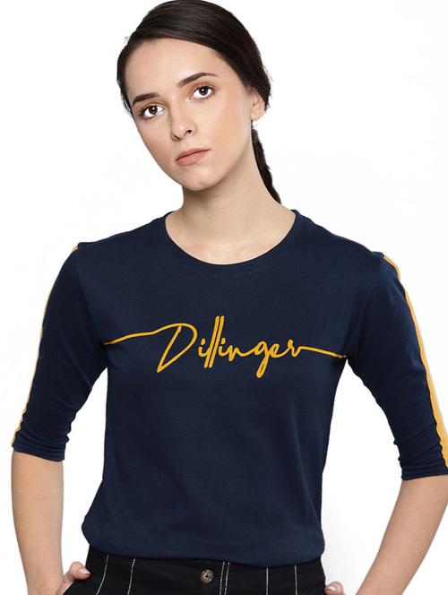 navy blue typographic round neck t-shirt - 20721577 - Very Small Image - 1