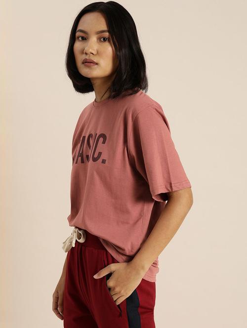 pink typographic round neck t-shirt - 20721618 - Very Small Image - 1