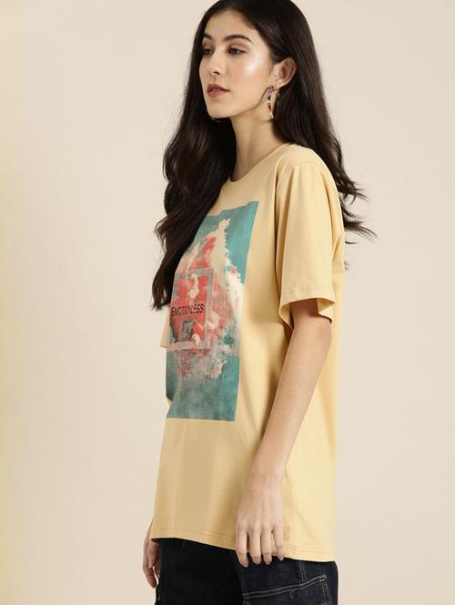 yellow graphic round neck t-shirt - 20721631 - Very Small Image - 1