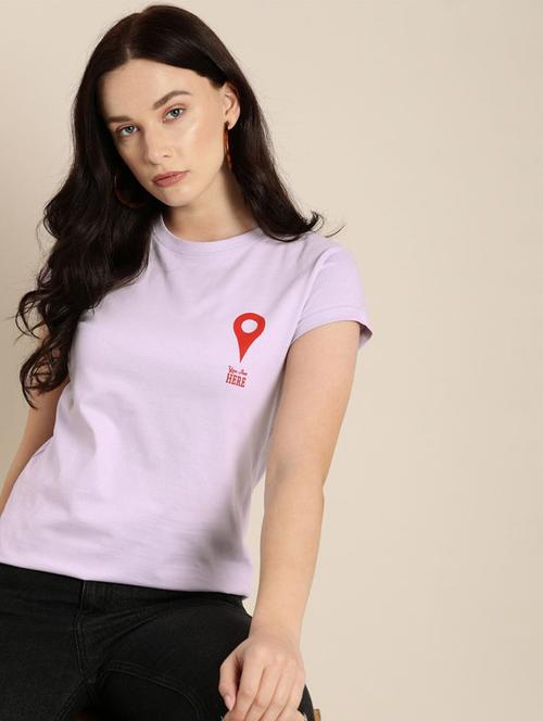 women lavender cotton graphic t-shirt - 20721641 - Very Small Image - 1