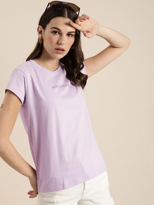 lavender typographic round neck t-shirt - 20721648 - Very Small Image - 1