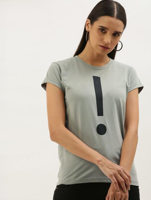 women round neck front print t-shirt - 20721674 - Very Small Image - 1