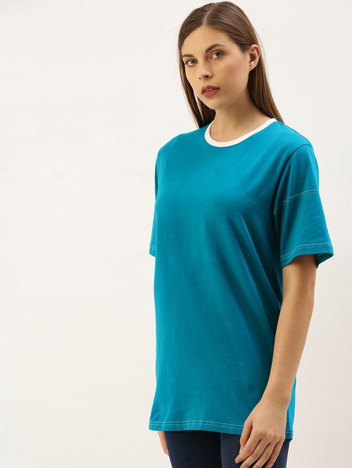 women round neck solid t-shirt - 20721688 - Very Small Image - 1
