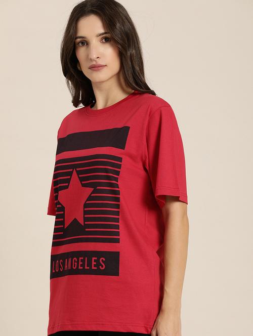 maroon cotton regular t-shirt - 20721752 - Very Small Image - 1