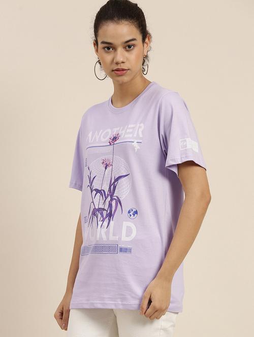 women lavender cotton graphic t-shirt - 20721786 - Very Small Image - 1