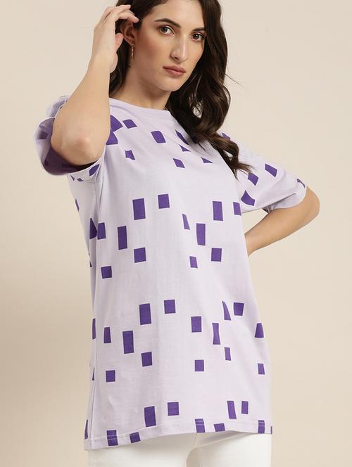 lavender printed relaxed fit round neck t-shirt - 20721862 - Very Small Image - 1