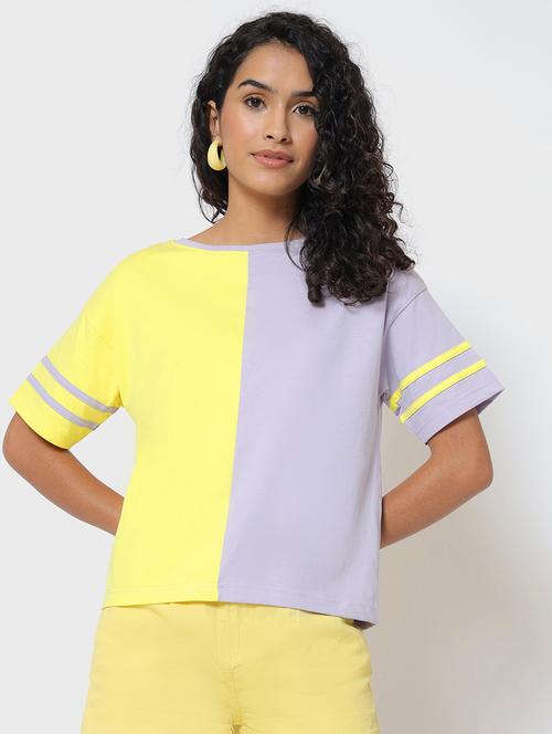 yellow & grey sleeves striped detailed t-shirt - 20721873 - Very Small Image - 1
