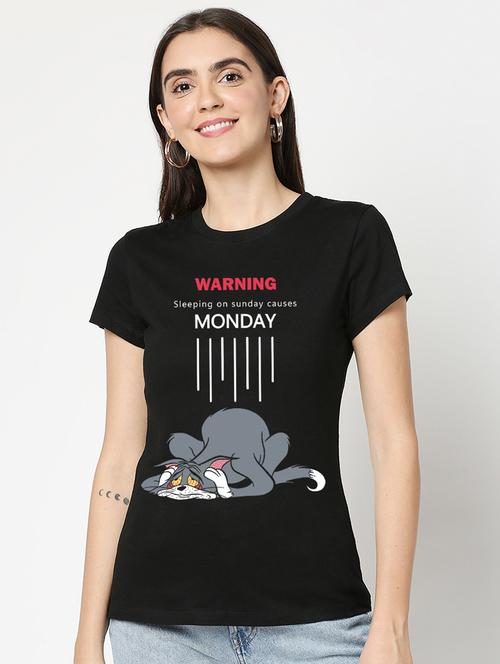 women black round neck t-shirt - 20721995 - Very Small Image - 1