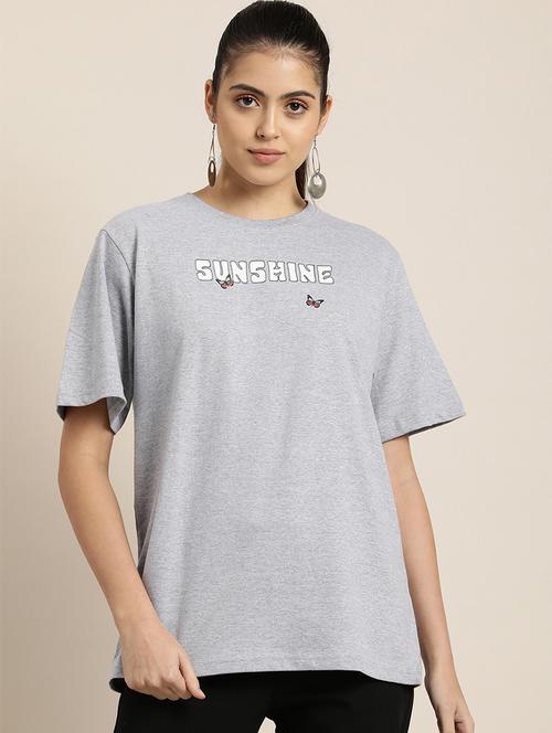 grey graphic printed relaxed fit round neck t-shirt - 20722011 - Very Small Image - 1