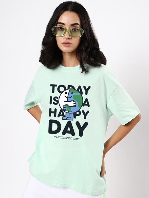 women round neck front print t-shirt - 20722085 - Very Small Image - 1