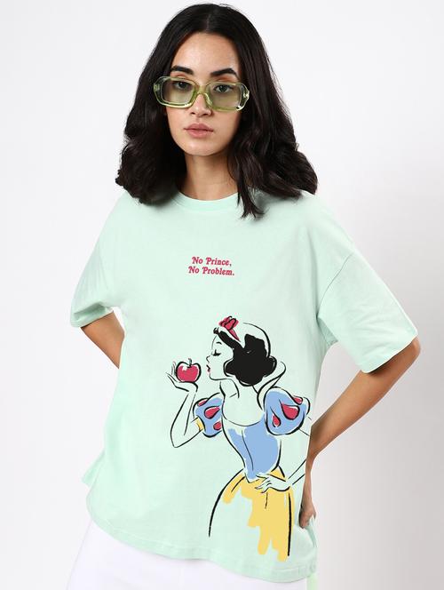 women green graphic round neck oversized t-shirt - 20722099 - Very Small Image - 1