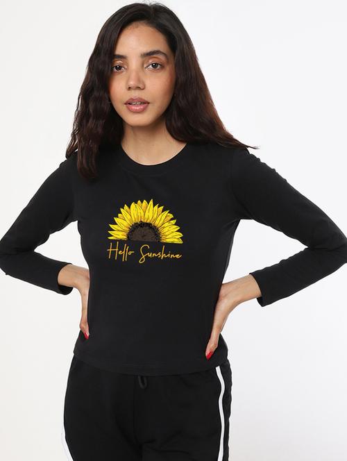 women black cotton graphic t-shirt - 20722106 - Very Small Image - 1