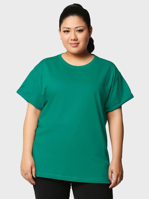 sea green solid round neck t-shirt - 20722110 - Very Small Image - 1