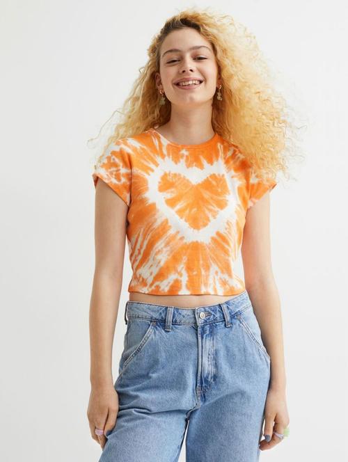 orange tie & dye round neck t-shirt - 20722164 - Very Small Image - 1