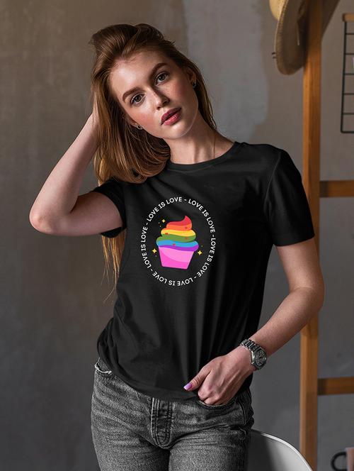 women black cotton graphic t-shirt - 20722215 - Very Small Image - 1