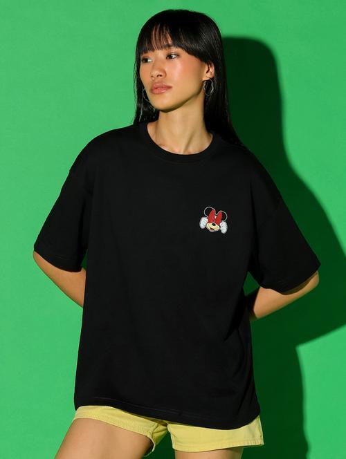 women black cotton graphic oversized t-shirt - 20722290 - Very Small Image - 1