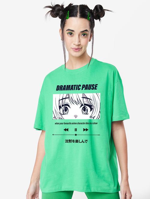 women green cotton graphic oversized t-shirt - 20722336 - Very Small Image - 1