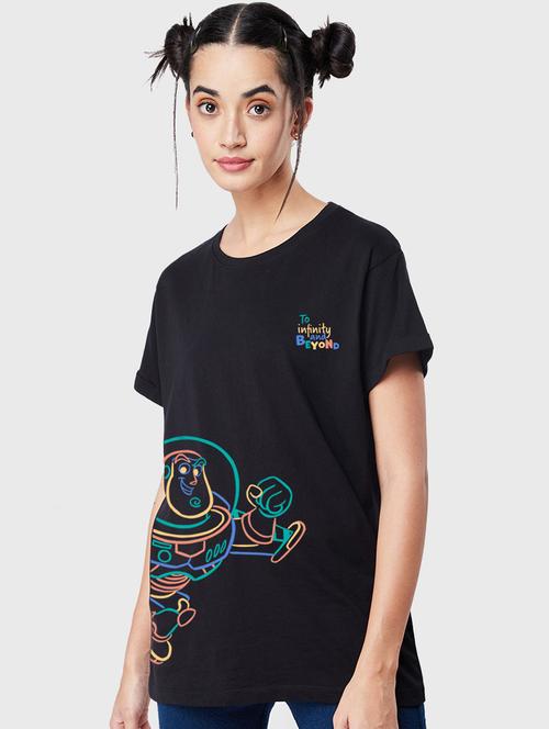 women black graphic round neck regular t-shirt - 20722342 - Very Small Image - 1