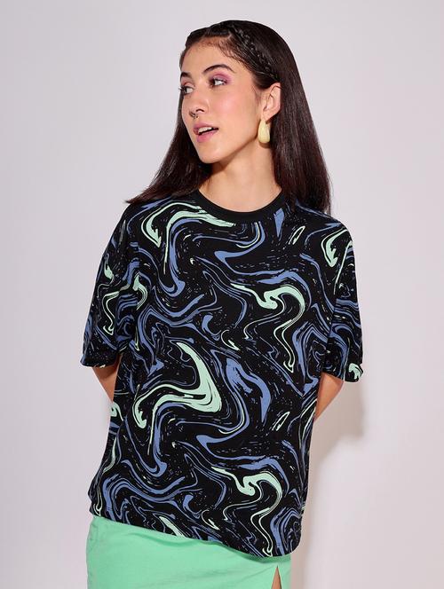 black cotton oversized t-shirt - 20722346 - Very Small Image - 1