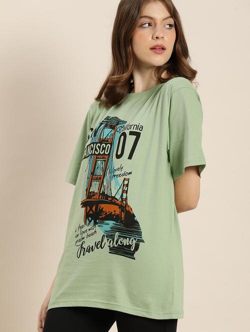 women round neck front print t-shirt - 20722452 - Very Small Image - 1
