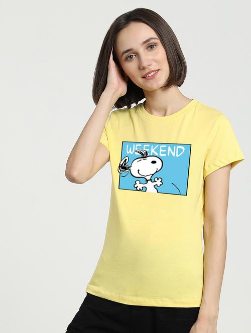 yellow graphic round neck t-shirt - 20722529 - Very Small Image - 1