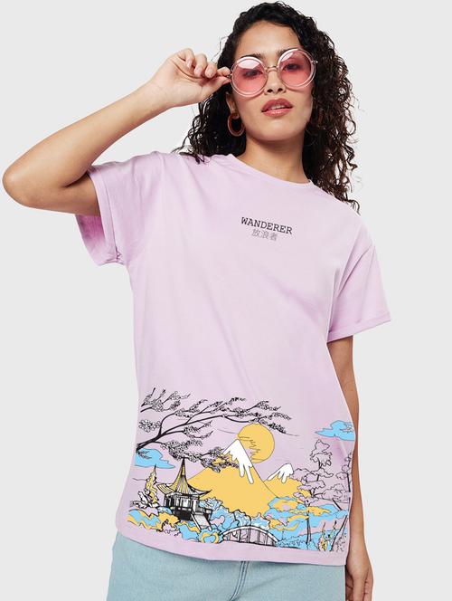 lavender graphic round neck t-shirt - 20722548 - Very Small Image - 1