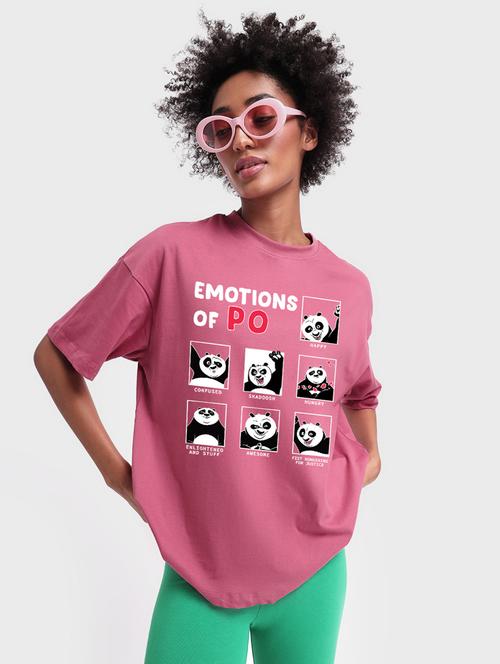 women pink cotton graphic oversized t-shirt - 20722601 - Very Small Image - 1