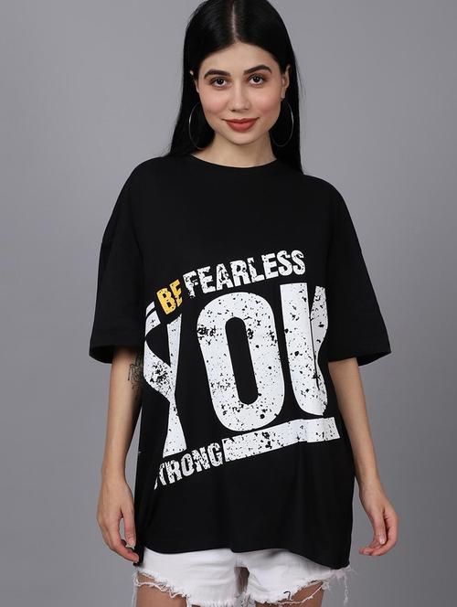 black cotton oversized t-shirt - 20722603 - Very Small Image - 1
