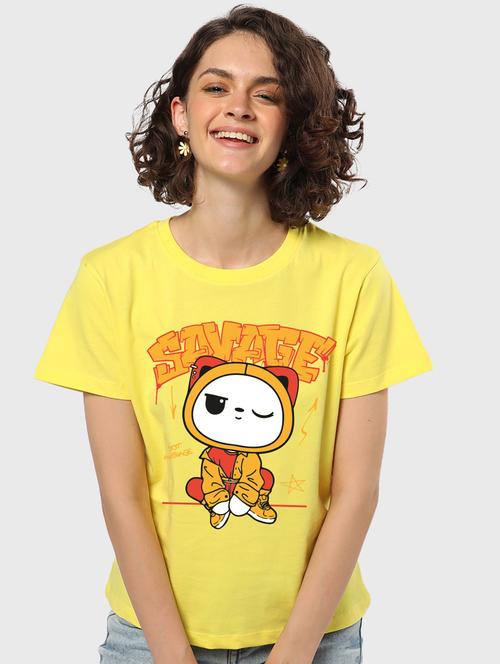 yellow cotton front print tshirt - 20722622 - Very Small Image - 1