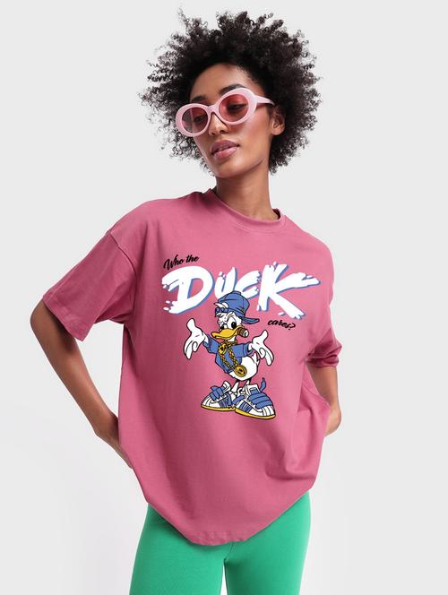 women pink cotton graphic oversized t-shirt - 20722702 - Very Small Image - 1