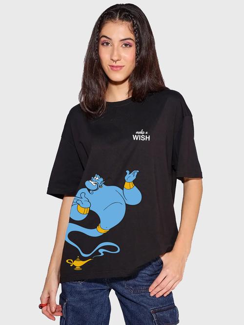 black graphic print oversized round neck t-shirt - 20722852 - Very Small Image - 1