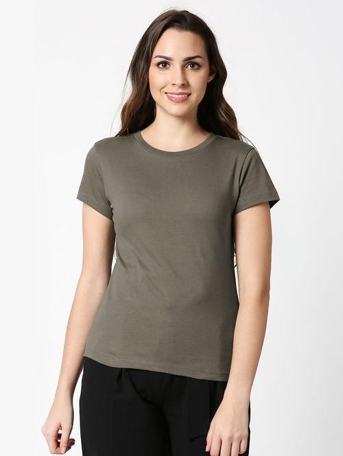 olive cotton regular t-shirt - 20722874 - Very Small Image - 1