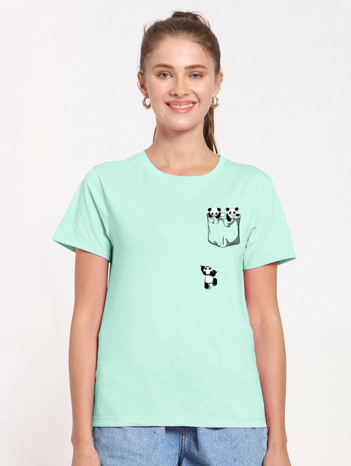 women green graphic round neck regular t-shirt - 20722974 - Very Small Image - 1