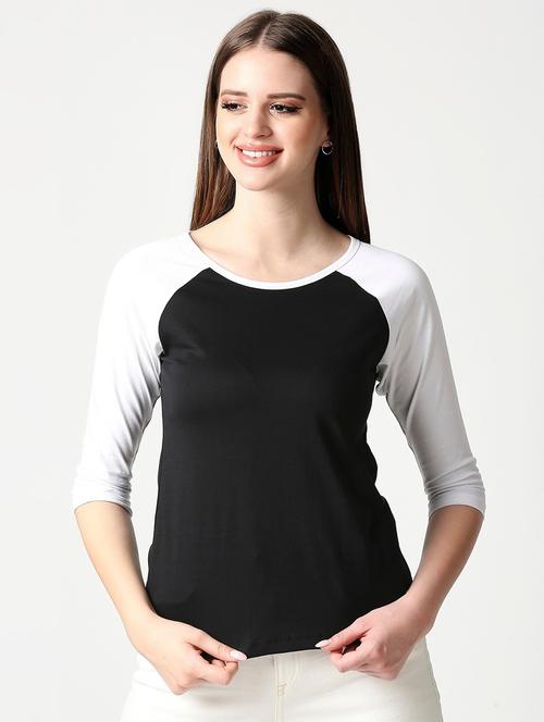 solid black & white round neck t-shirt - 20722977 - Very Small Image - 1