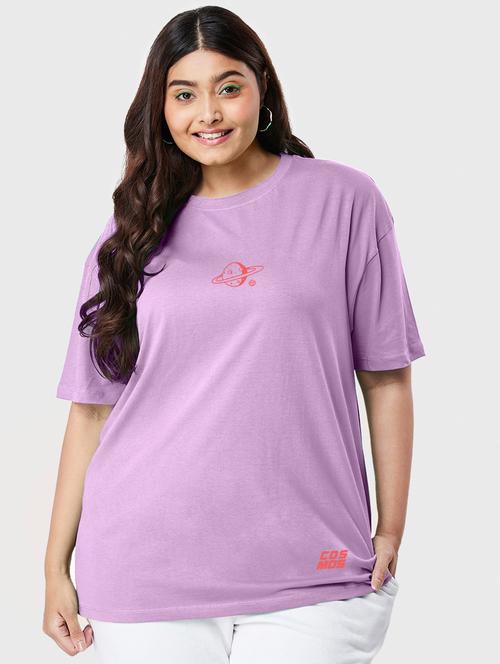 lavender graphic print plus size oversized t-shirt - 20723020 - Very Small Image - 1