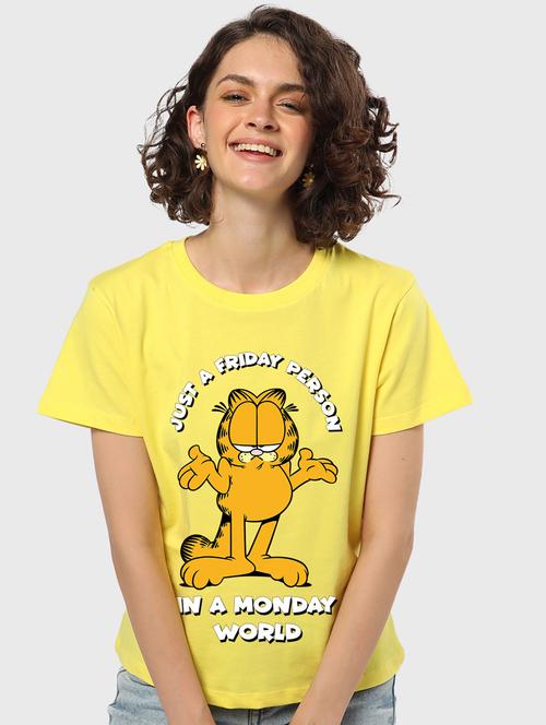 women yellow cotton graphic t-shirt - 20723027 - Very Small Image - 1