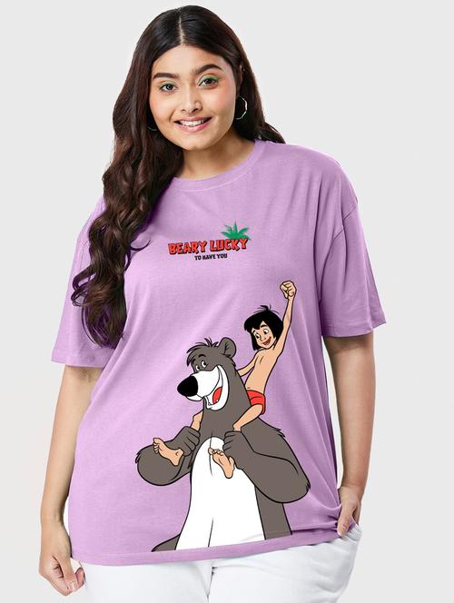 lavender front print plus size oversized t-shirt - 20723044 - Very Small Image - 1