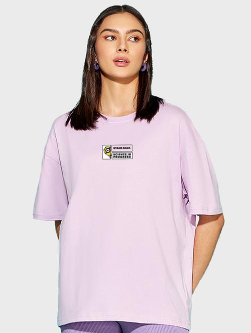 lavender back print oversized round neck t-shirt - 20723077 - Very Small Image - 1