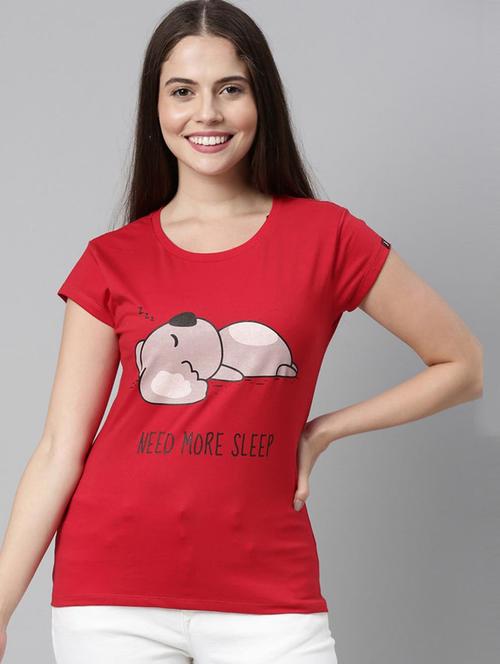 red cotton front print tshirt - 20723151 - Very Small Image - 1