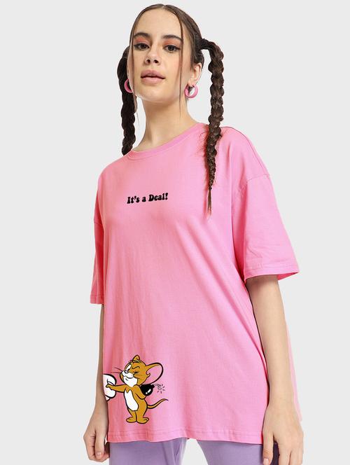 women pink graphic oversized t-shirt - 20723205 - Very Small Image - 1